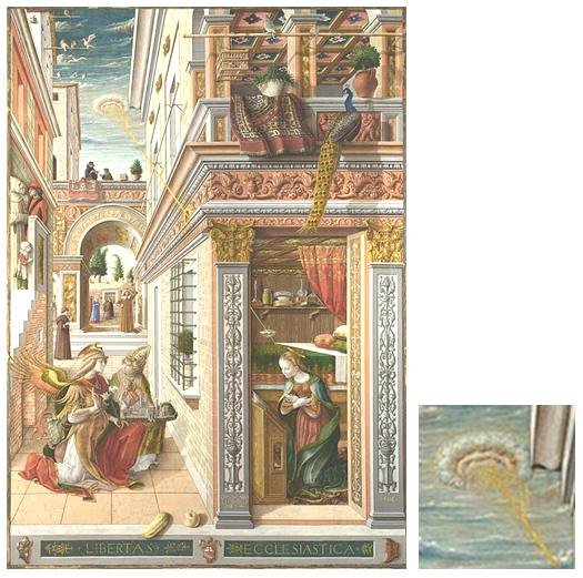 Die Verkündigung mit dem Heiligen Emidius. Urheberschaft: Carlo Crivelli, Public domain, via Wikimedia Commons
