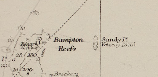 Ausschnitt einer Karte von 1908, auf der die Île de Sable verzeichnet ist. © R.C. Carrington, of the Hydrographic Office, Public domain, via Wikimedia Commons Ile de Sable