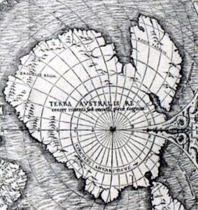 Südkontinent in der Weltkarte des Oronce Fine