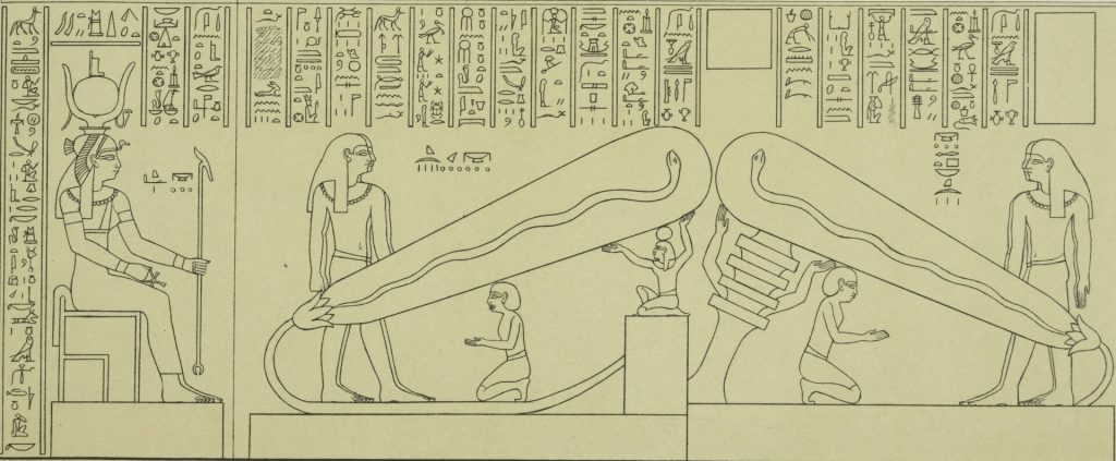 Zeichnung eines Reliefs an der Südwand der Krypta© Scan by NYPL, Public domain, via Wikimedia Commons P
