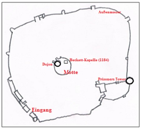 Skizze der Burganlage bei Gisor